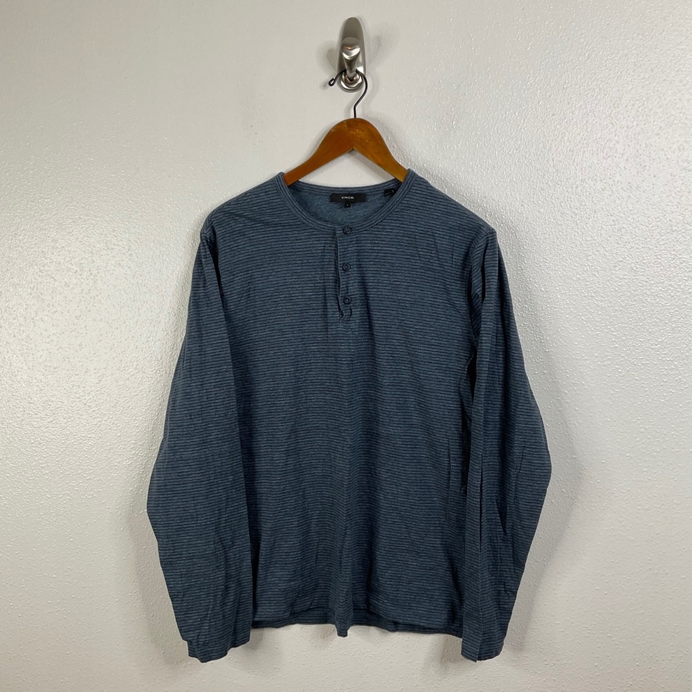 Vince Striped Long Sleeve Henley‎ Shirt Size Large